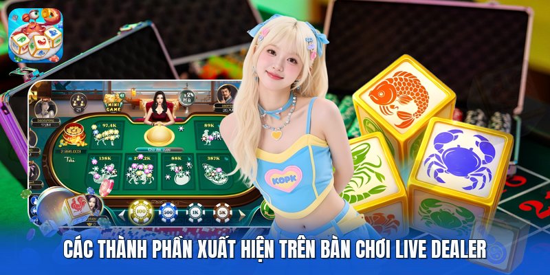 Các thành phần xuất hiện trên bàn chơi live dealer Các thành phần xuất hiện trên bàn chơi live dealer